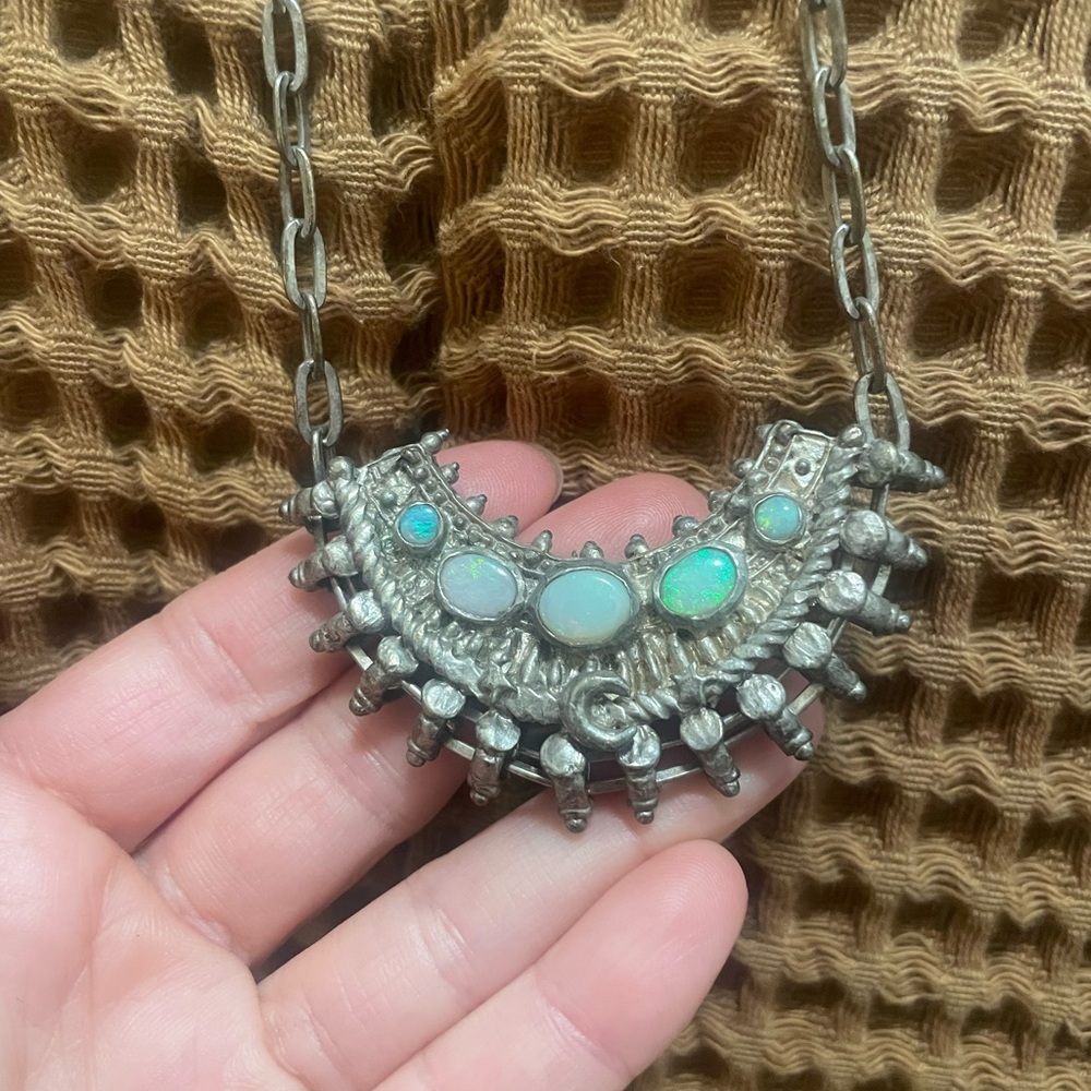 Millie Savage Silver and Opal Statement Necklace
